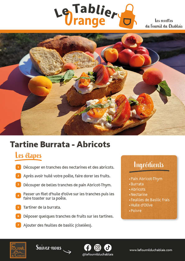 Fiche recette Tartine Burrata Abricot